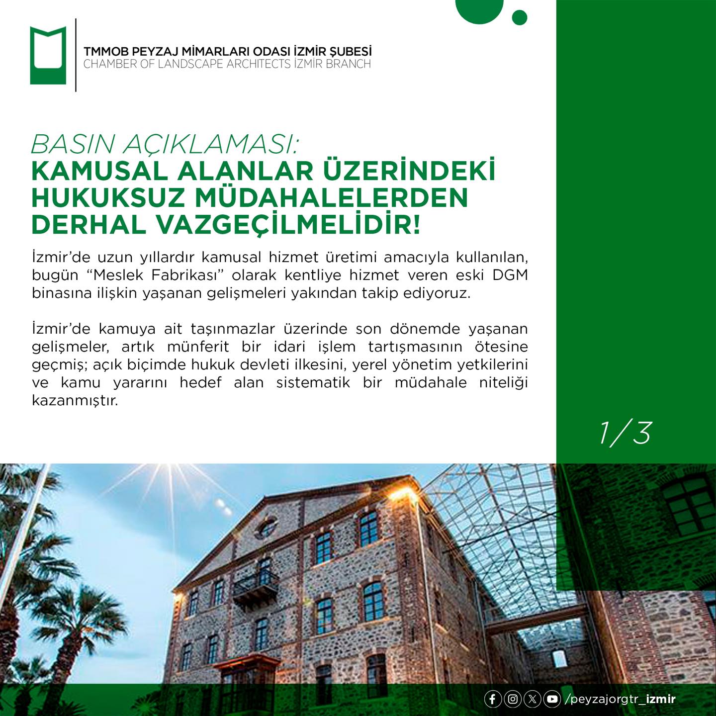 BASIN AÇIKLAMASI | Kamusal Alanlar Üzerindeki Hukuksuz Müdahalelerden Derhal Vazgeçilmelidir!