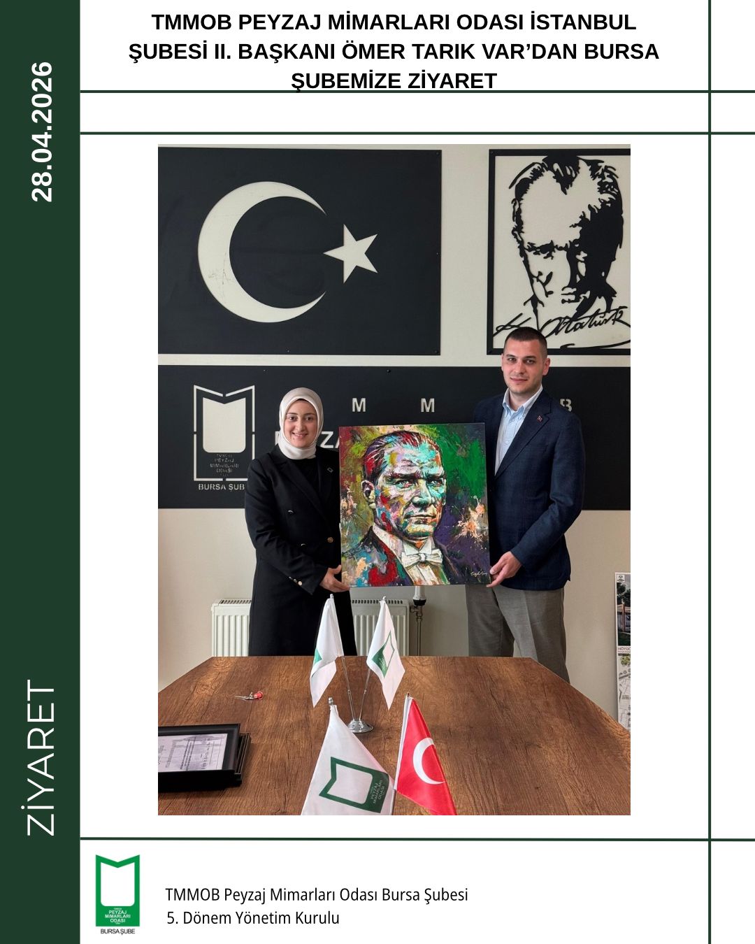 TMMOB PEYZAJ MİMARLARI ODASI İSTANBUL ŞUBESİ II. BAŞKANI ÖMER TARIK VAR’DAN BURSA ŞUBEMİZE ZİYARET