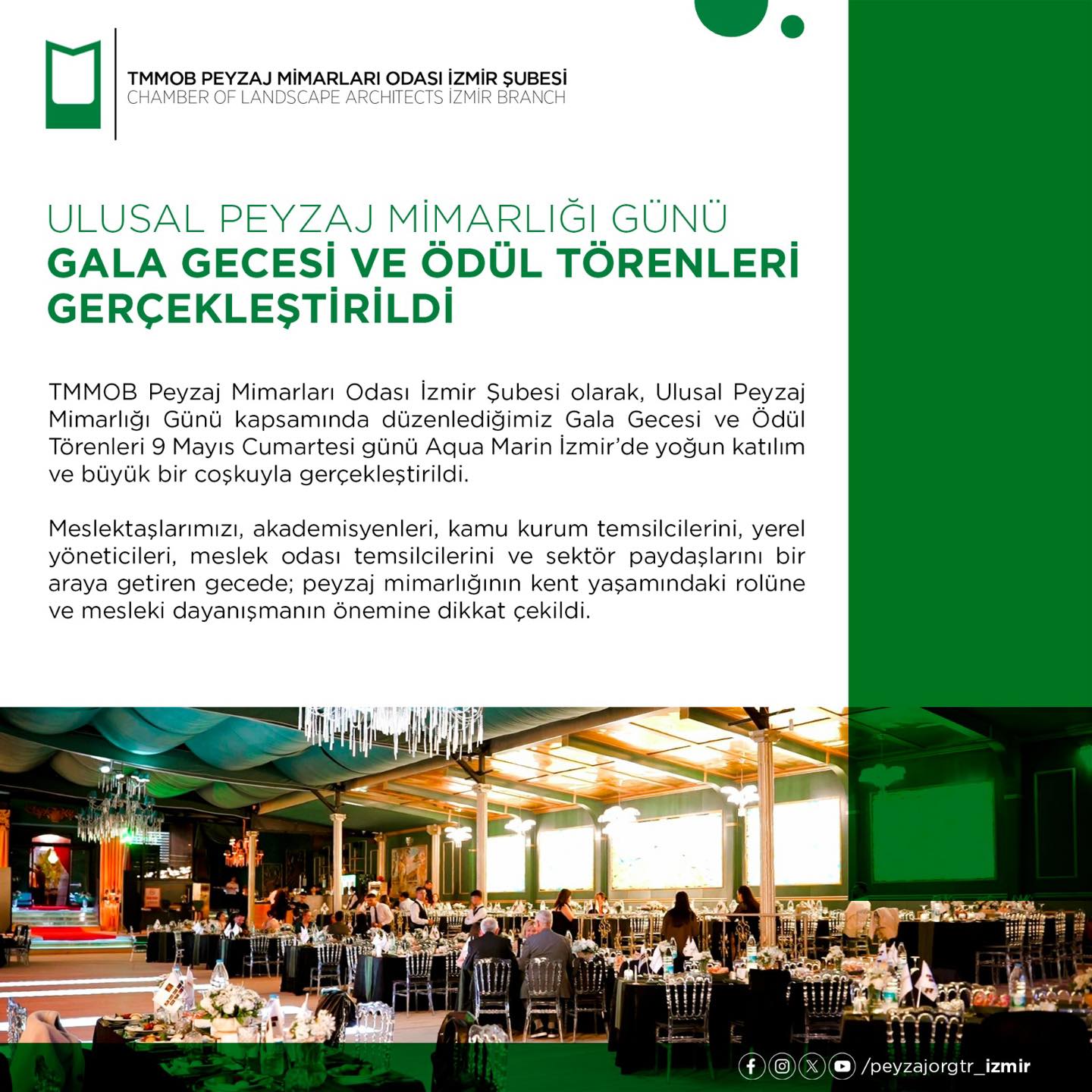 ULUSAL PEYZAJ MİMARLIĞI GÜNÜ GALA GECESİ VE ÖDÜL TÖRENLERİ GERÇEKLEŞTİRİLDİ