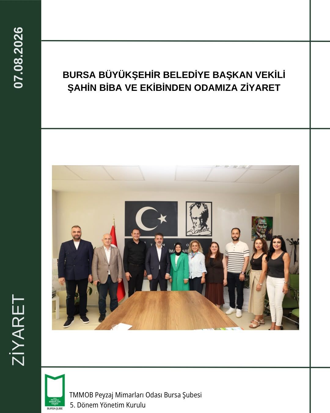 BURSA BÜYÜKŞEHİR BELEDİYE BAŞKAN VEKİLİ ŞAHİN BİBA VE EKİBİNDEN ODAMIZA ZİYARET