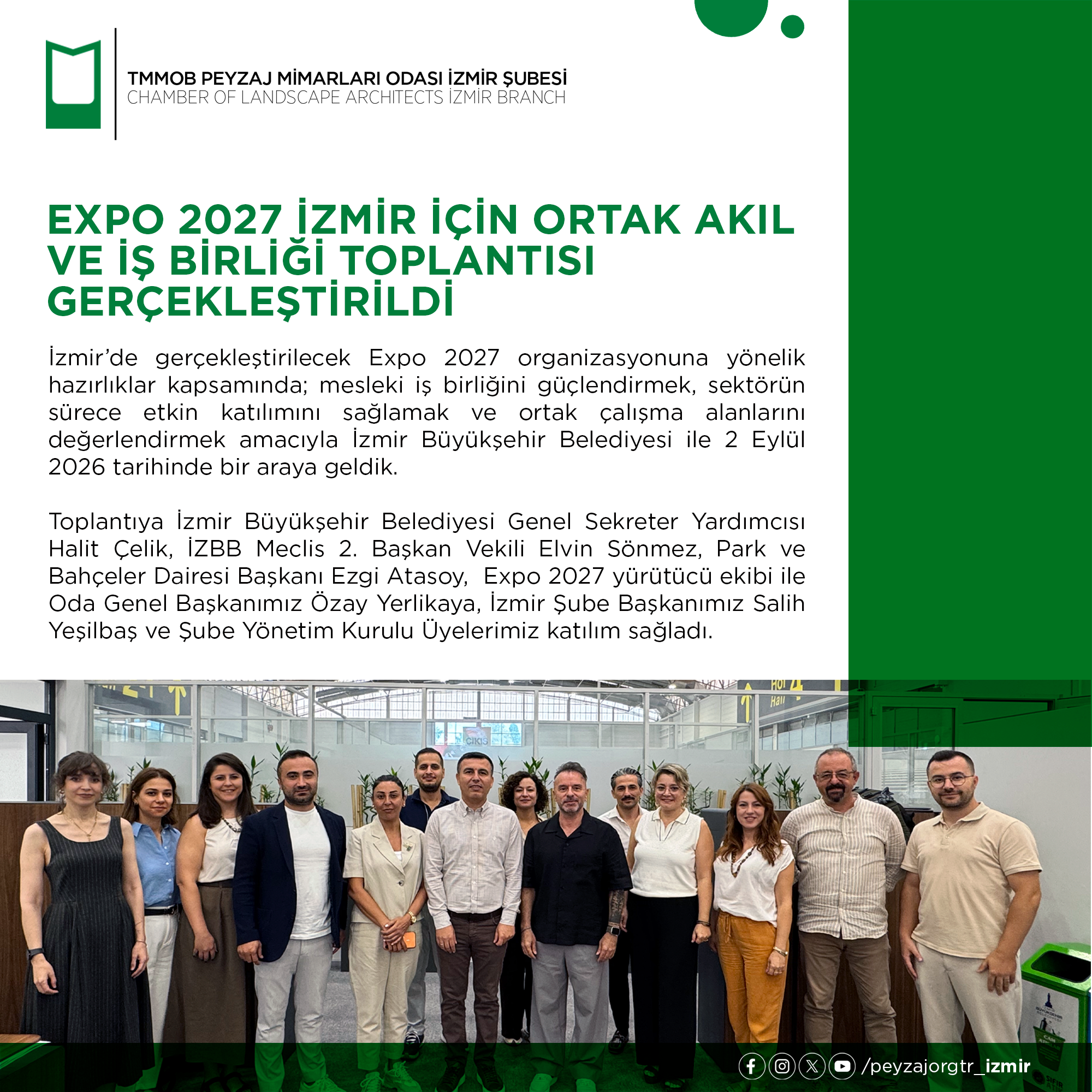 EXPO 2027 İZMİR İÇİN ORTAK AKIL VE İŞ BİRLİĞİ TOPLANTISI GERÇEKLEŞTİRİLDİ