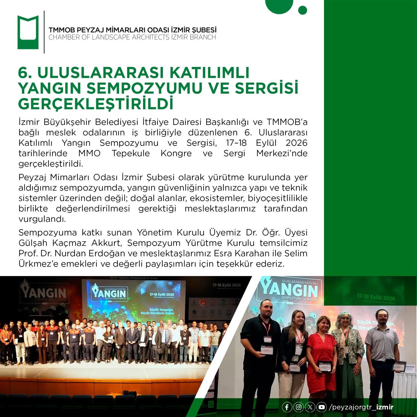 6. ULUSLARARASI KATILIMLI YANGIN SEMPOZYUMU VE SERGİSİ GERÇEKLEŞTİRİLDİ