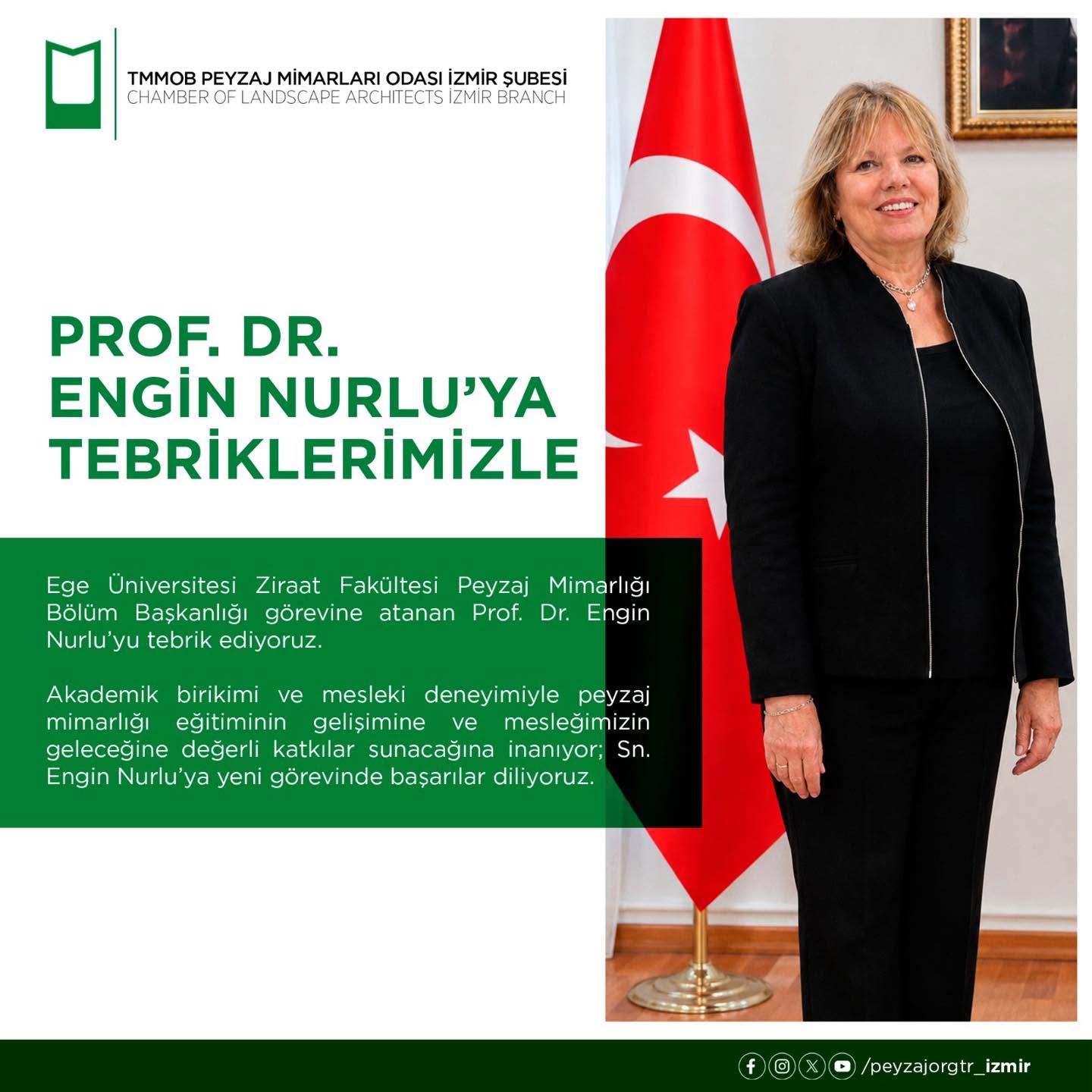 PROF. DR. ENGİN NURLU’YA TEBRİKLERİMİZLE