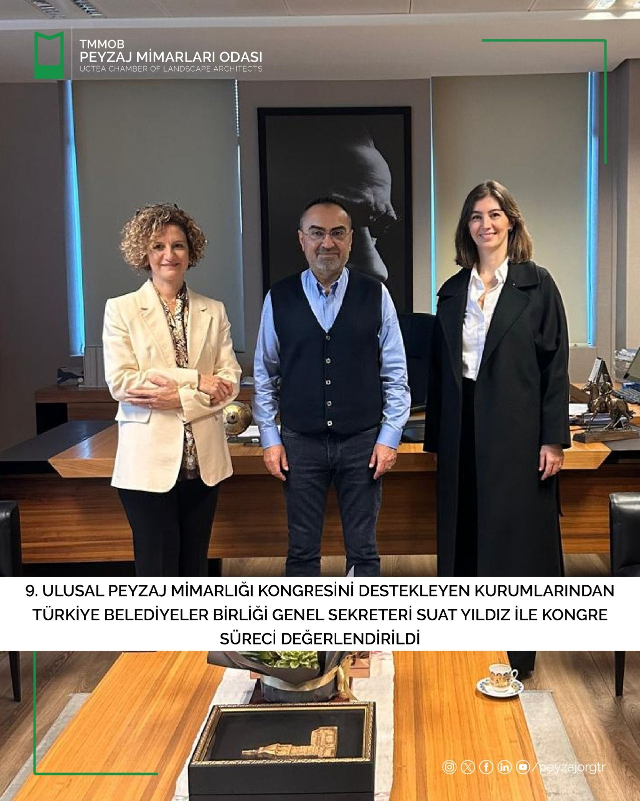 9. ULUSAL PEYZAJ MİMARLIĞI KONGRESİNİ DESTEKLEYEN KURUMLARINDAN TÜRKİYE BELEDİYELER BİRLİĞİ GENEL SEKRETERİ SUAT YILDIZ İLE KONGRE SÜRECİ DEĞERLENDİRİLDİ 