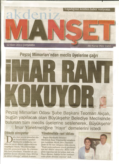 BASINDA PEYZAJ MİMARLARININ YÜKSELEN SESİ: RANT YÖNETMELİĞİNE HAYIR!