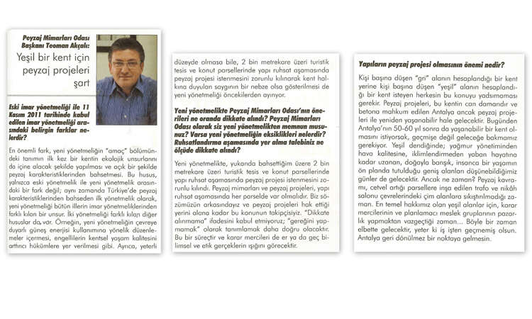 SON NOKTA DERGİSİ, İMAR YÖNETMELİĞİ VE PEYZAJ MİMARLIĞI` NI İRDELİYOR