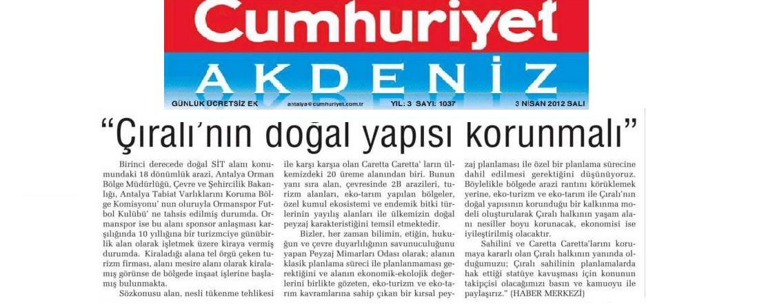 PEYZAJ MİMARLARI ODASI, ÇIRALI HALKI`NIN YANINDA!