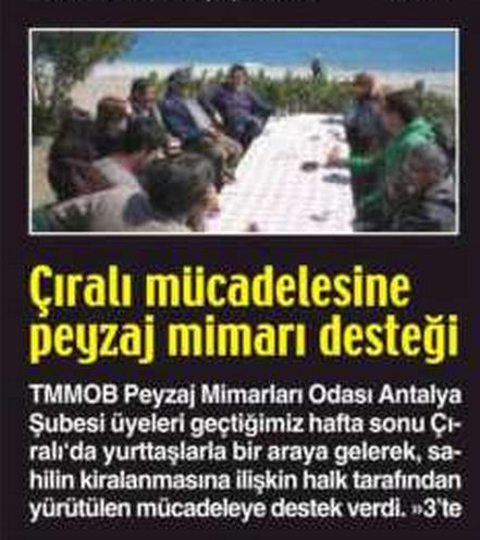 PEYZAJ MİMARLARI ODASI, ÇIRALI HALKI`NIN YANINDA!
