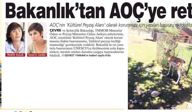 AOÇ KÜLTÜREL PEYZAJ ÖZELLİĞİ TAŞIMIYORMUŞ MİLLİYET/ANKARA 12.08.2012