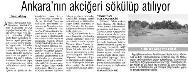 ANKARANIN AKCİĞERİ SÖKÜLÜP ATILIYOR. 21.09.2012-EVRENSEL