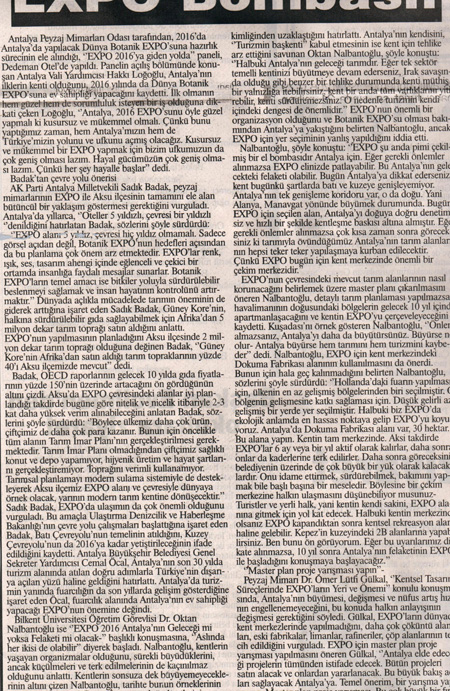 BASINDA "EXPO 2016`YA GİDEN YOLDA" PANELİ