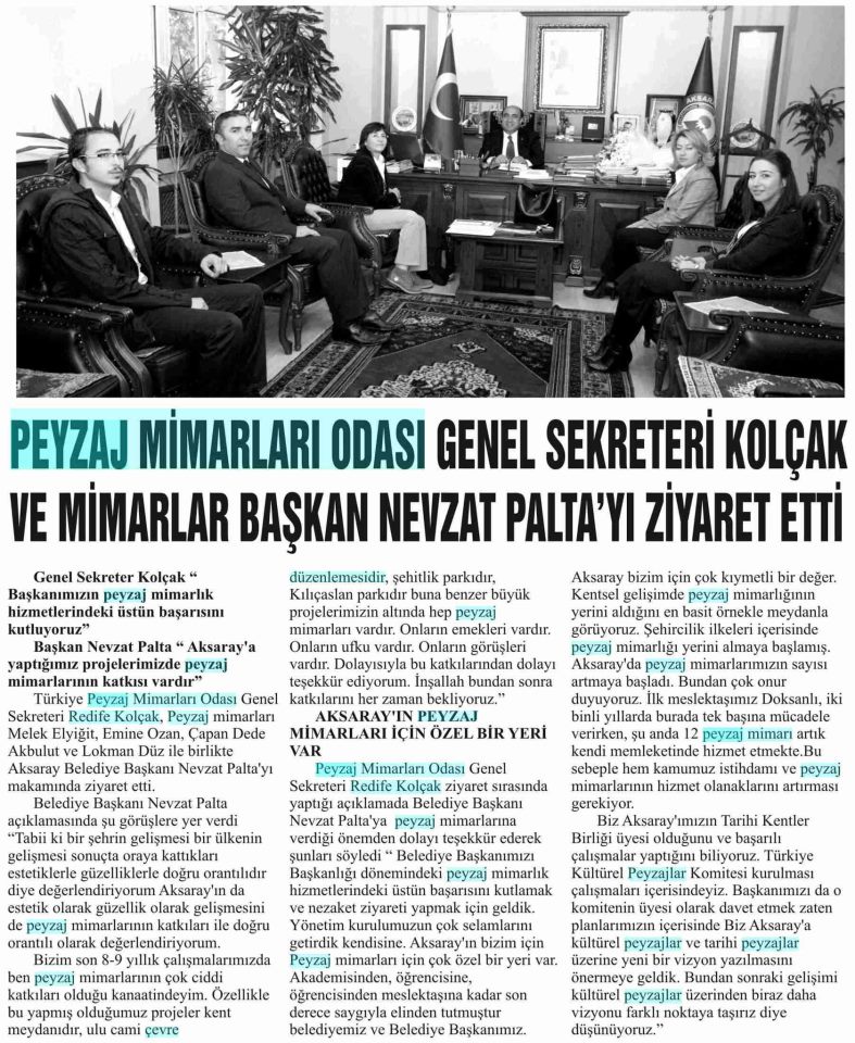 TMMOB PEYZAJ MİMARLARI ODASI GENEL SEKRETERİ PALTA`YI ZİYARET ETTİ