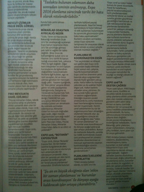 ŞUBE BAŞKANIMIZIN EXPO 2016 SÖYLEŞİSİ, SON NOKTA DERGİSİ ARALIK AYI SAYISINDA
