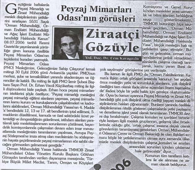 AKŞAM GAZETESİ " ZİRAATÇİ GÖZÜYLE" KÖŞESİ. YARD. DOÇ. DR. CEM KARAGÖZLÜ' NÜN YAZISI