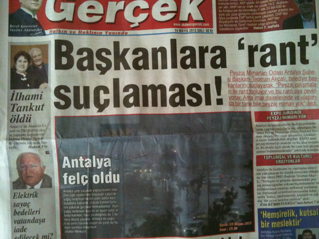 13 MAYIS ULUSAL PEYZAJ MİMARLIĞI GÜNÜ ANTALYA BASININDA