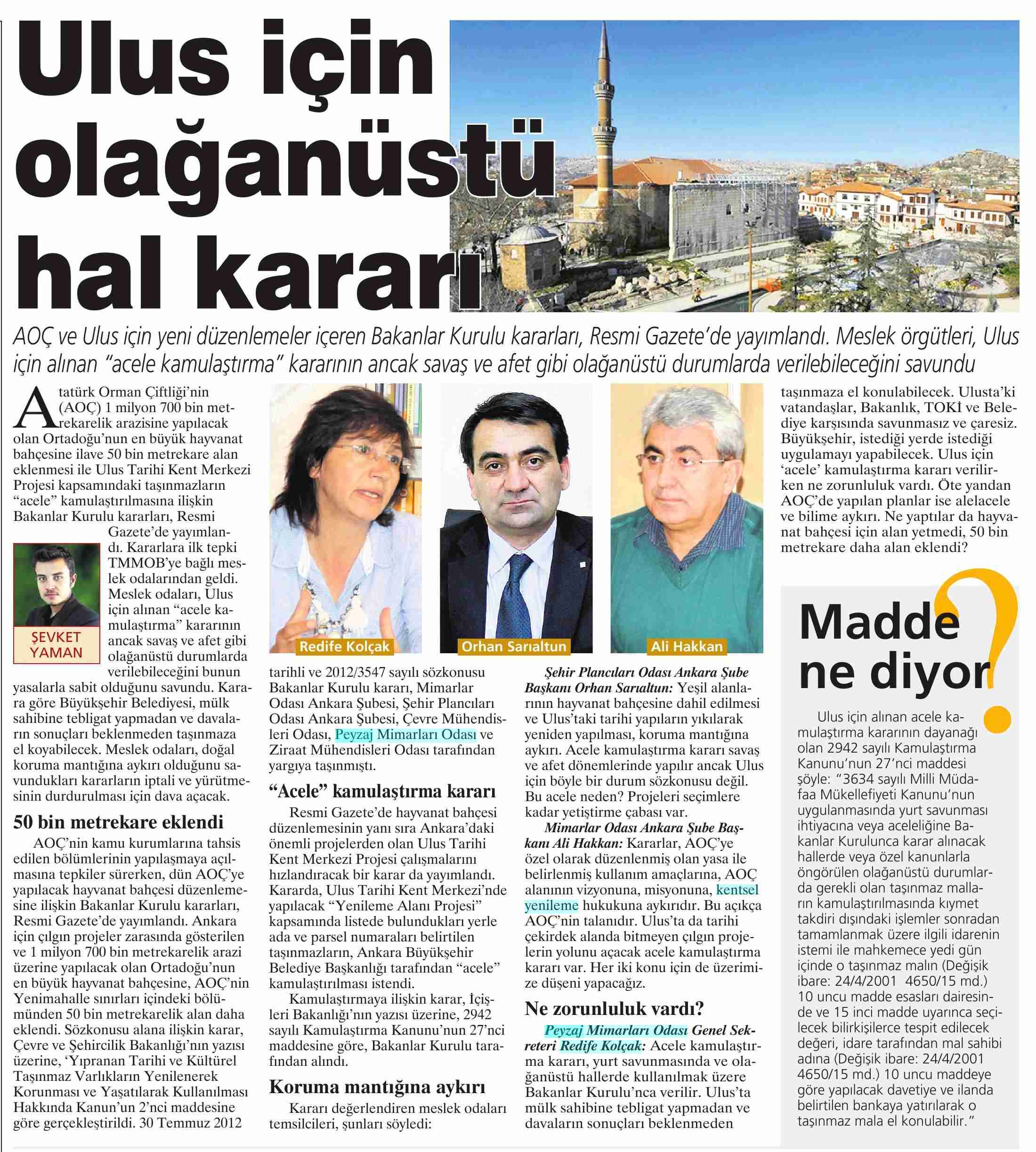 İKİ KRİTİK KARAR ...MİLLİYET / ANKARA 19.07.2013 