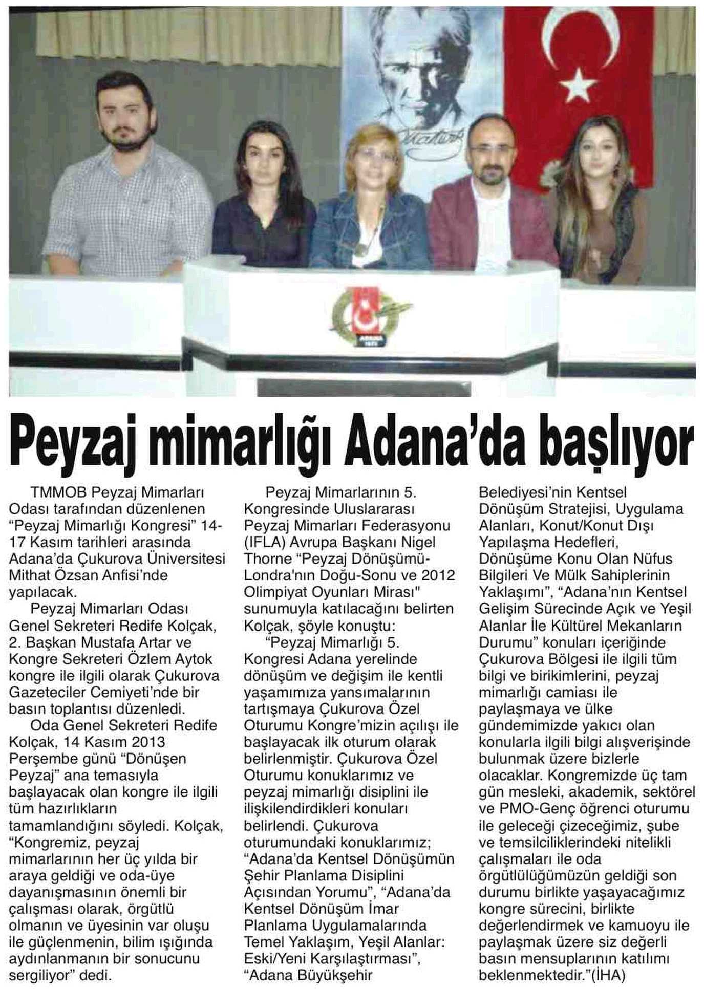 PEYZAJ MİMARLIĞI ADANA`DA BAŞLIYOR - 13.11.2013 / ADANA ÇUKUROVA PRESS