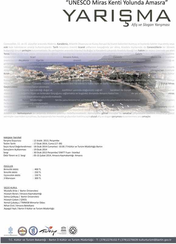 UNESCO MİRAS KENTİ YOLUNDA AMASRA” KONULU AFİŞ VE SLOGAN YARIŞMASI