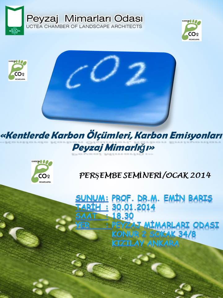 PERŞEMBE SOHBETLERİ /OCAK 2014, "KENTLERDE KARBON STOĞU, ÖLÇÜMLEME, DEPOLAMA VE TUTULMASI  VE PEYZAJ MİMARLIĞI" 
