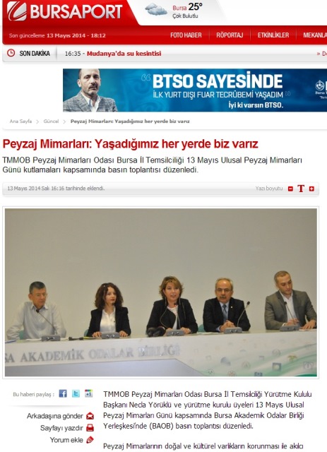 PEYZAJ MİMARLARI: YAŞADIĞIMIZ HER YERDE BİZ VARIZ - BURSA PORT /13.05.2014