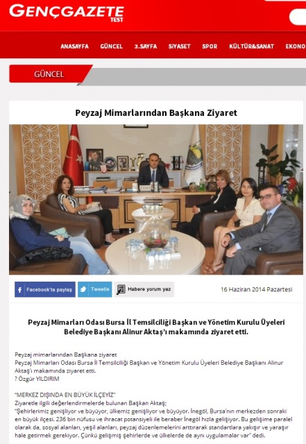 PEYZAJ MİMARLARINDAN BAŞKANA ZİYARET 17.06.2014 / GENÇGAZETE