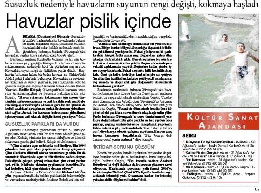 CUMHURİYET 17.08.2007 "HAVUZLAR PİSLİK İÇİNDE "