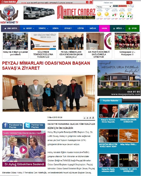 PEYZAJ MİMARLARI ODASI'NDAN BAŞKAN SAVAŞ'A ZİYARET 09.03.2015 / HİT HATAY İNTERNET TV