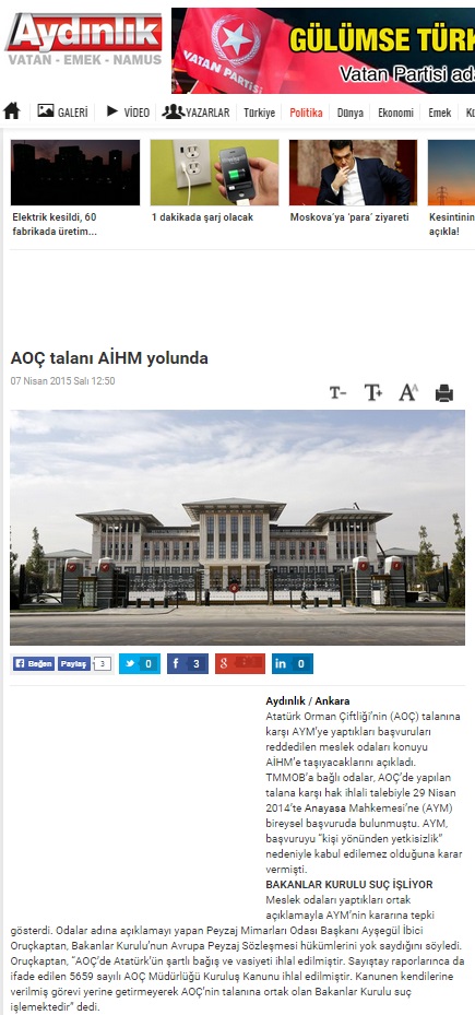 AOÇ TALANI AİHM YOLUNDA 07.04.2015 / AYDINLIK