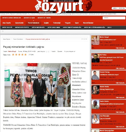 PEYZAJ MİMARLARINDAN BİRLİKTELİK ÇAĞRISI 15.05.2015 / ÖZYURT