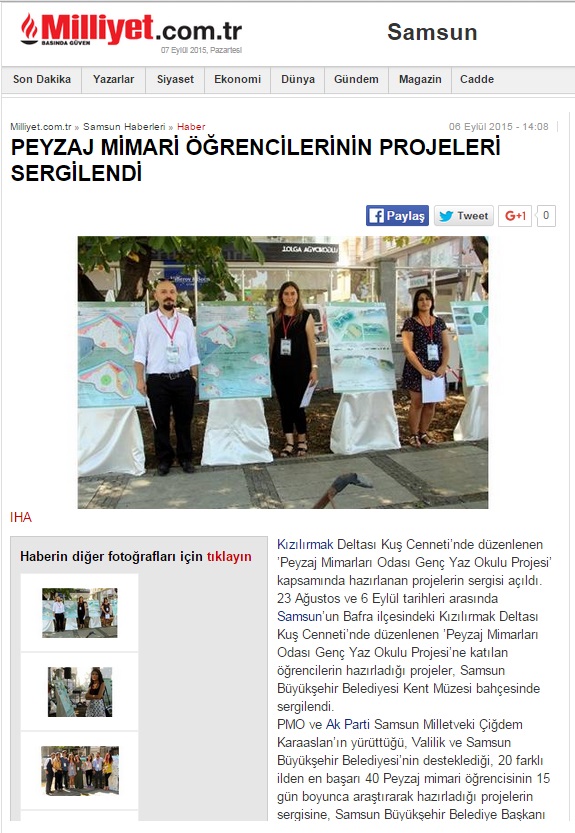 PEYZAJ MİMARI ÖĞRENCİLERİNİN PROJELERİ SERGİLENDİ 06.09.2015 / MİLLİYET