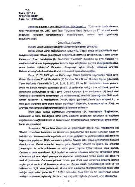 YARGIDAN 2A' İÇİN YÜRÜTMEYİ DURDURMA...