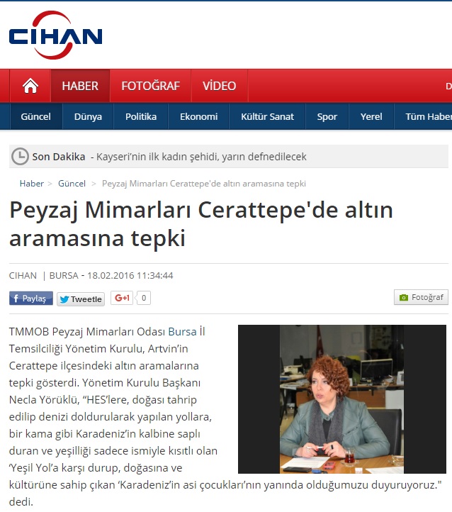 PEYZAJ MİMARLARI CERATTEPE`DE ALTIN ARAMASINA TEPKİ 18.02.2016 / CİHAN