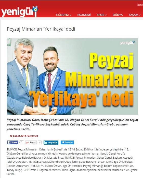 PEYZAJ MİMARLARI `YERLİKAYA` DEDİ 18.02.2016 / YENİGÜN