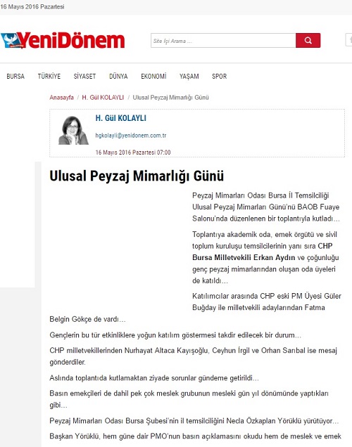 ULUSAL PEYZAJ MİMARLIĞI GÜNÜ 16.05.2016 / YENİDÖNEM