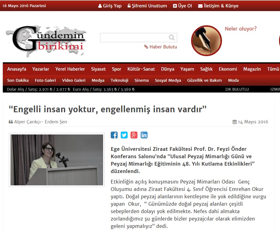 ENGELLİ İNSAN YOKTUR, ENGELLENMİŞ İNSAN VARDIR 14.05.2016 / GÜNDEMİN BİRİKİMİ