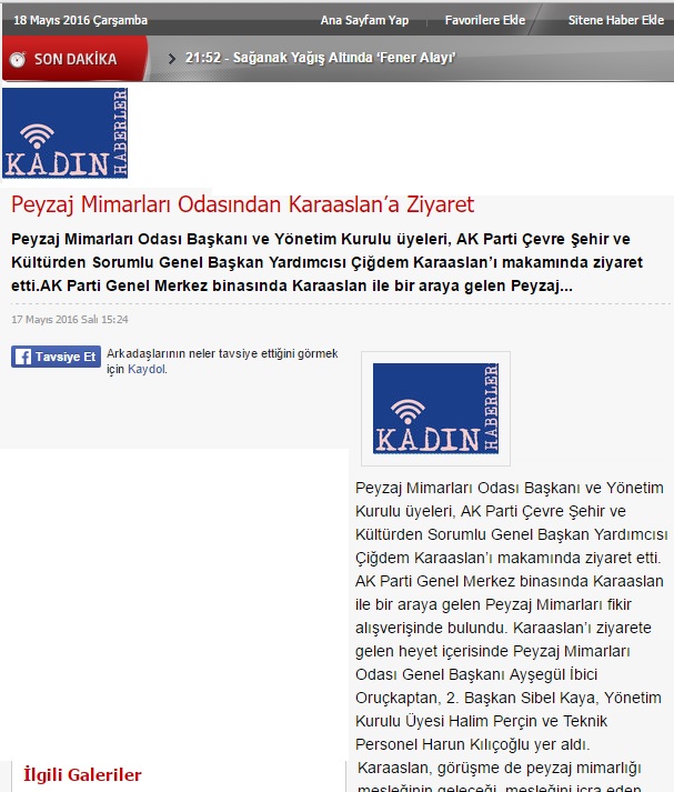 PEYZAJ MİMARLARI ODASINDAN KARAASLAN’A ZİYARET 17.05.2016 / KADIN HABERLERİ