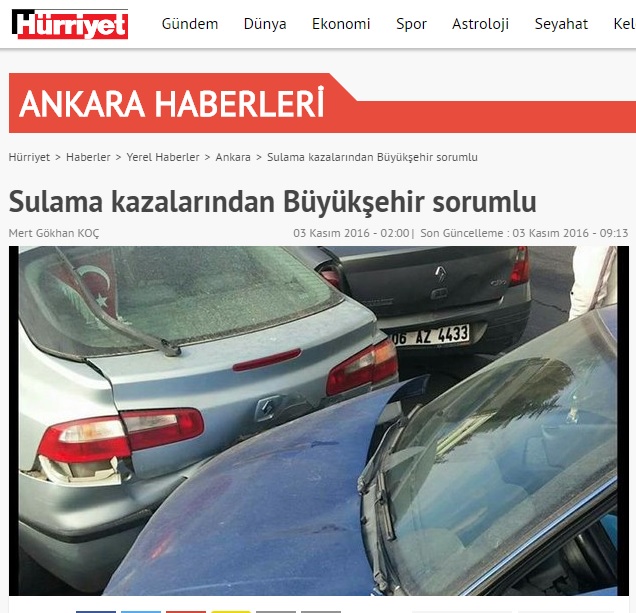 SULAMA KAZALARINDAN BÜYÜKŞEHİR SORUMLU 03.11.2016 / HÜRRİYET