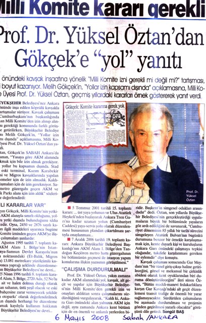 PROF DR YÜKSEL ÖZTAN' DAN GÖKÇEK' E YOL YANITI