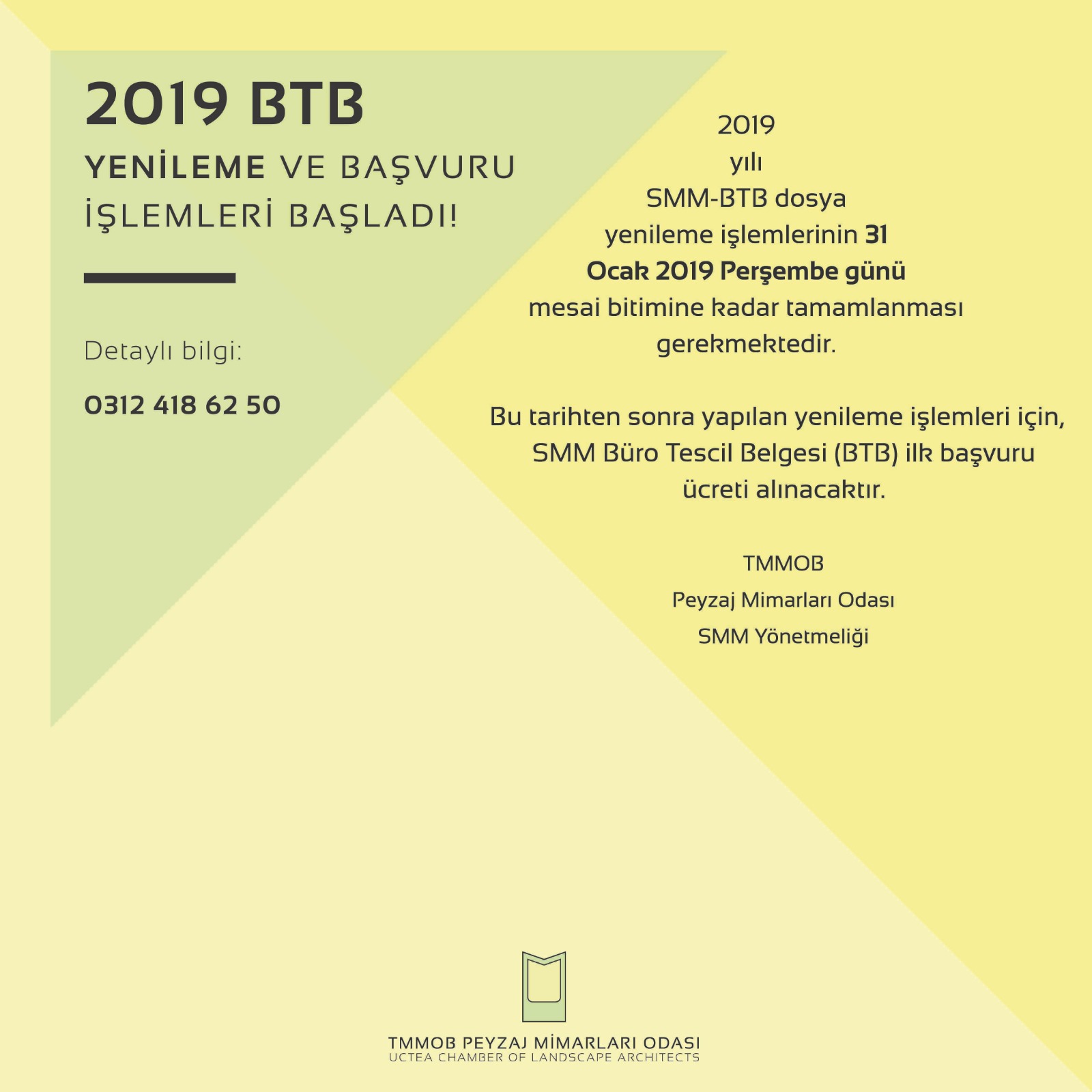2019 YILI İÇİN BÜRO TESCİL YENİLEME İŞLEMLERİ BAŞLADI