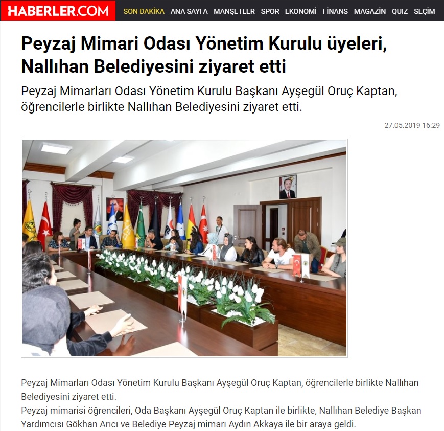 PEYZAJ MİMARİ ODASI YÖNETİM KURULU ÜYELERİ, NALLIHAN BELEDİYESİNİ ZİYARET ETTİ 27.05.2019 / HABERLER.COM