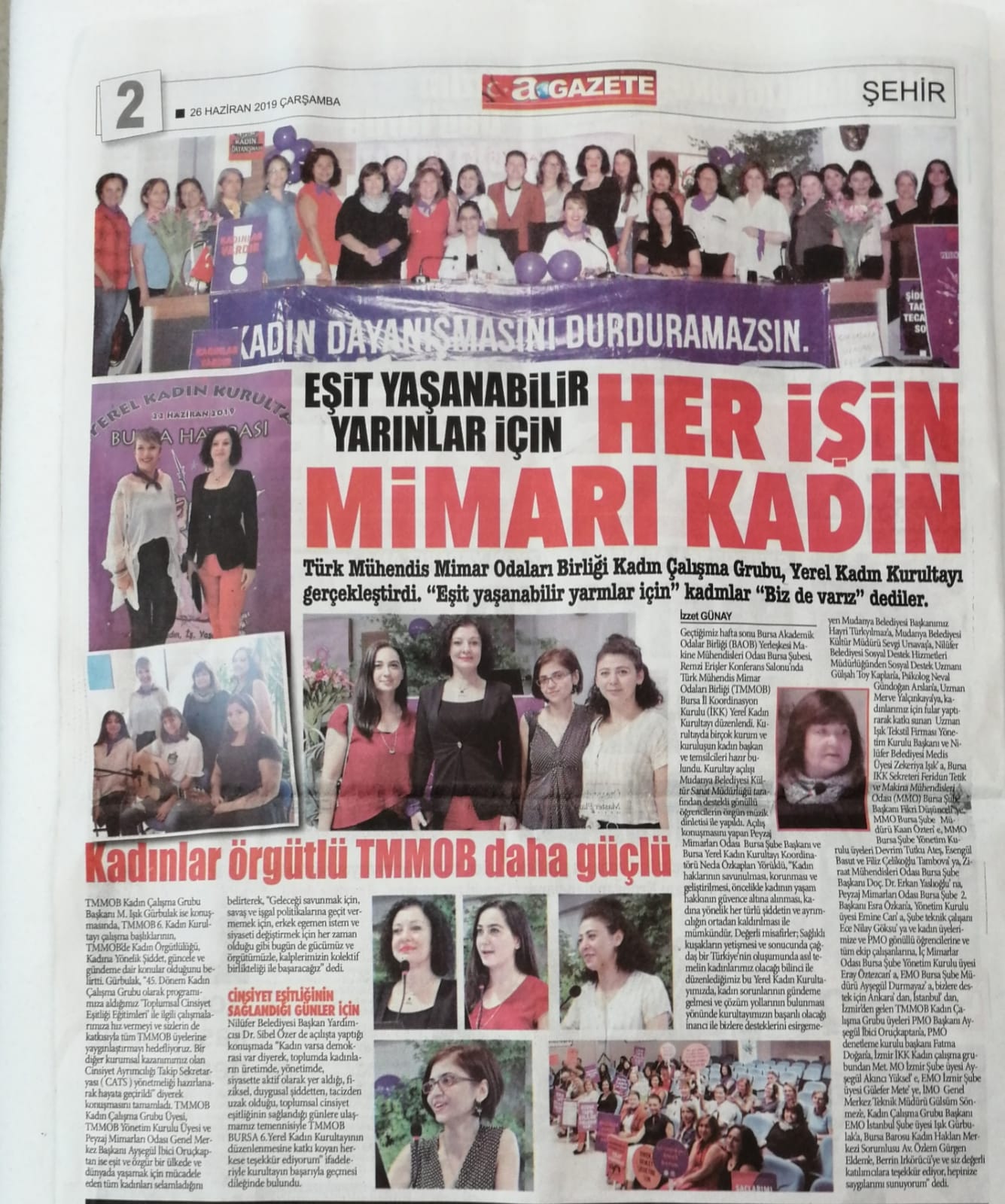 TMMOB 6. YEREL KADIN KURULTAYI BASINDA YER ALDI.