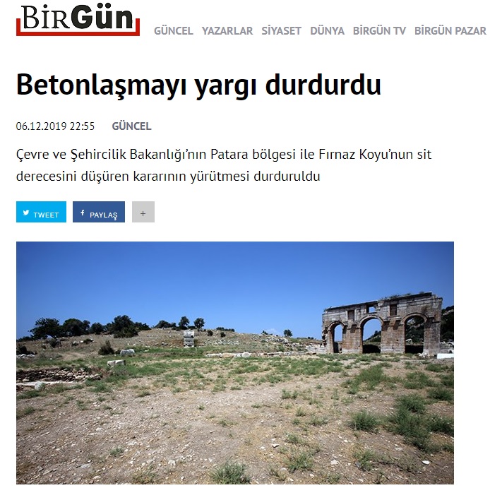BETONLAŞMAYI YARGI DURDURDU 06.12.2019 / BİRGÜN