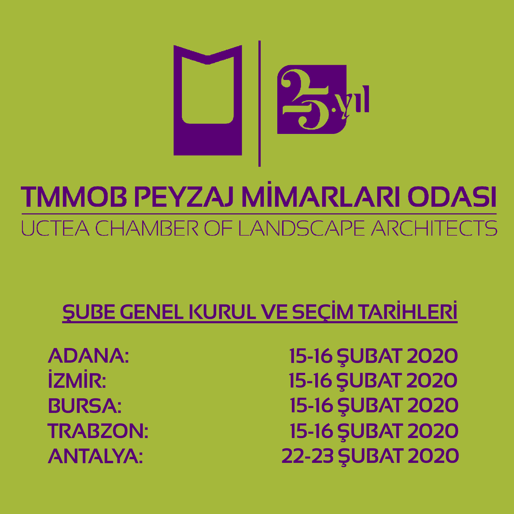 TMMOB PEYZAJ MİMARLARI ODASI ŞUBELERİ VE GENEL MERKEZİ SEÇİM SÜRECİ DEVAM EDİYOR