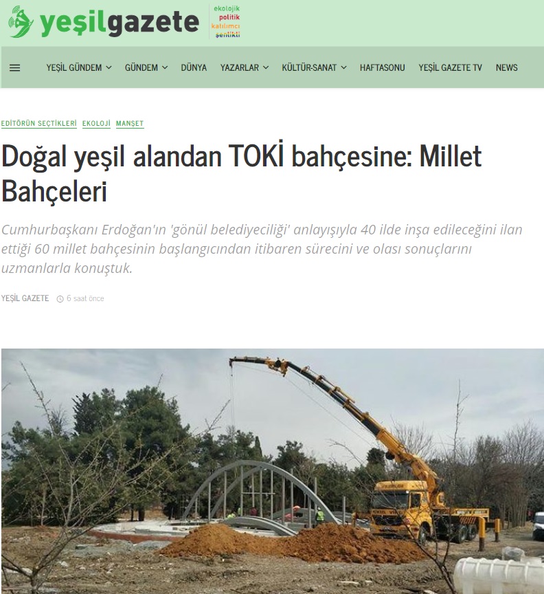 BASINDA ODAMIZ: DOĞAL YEŞİL ALANDAN TOKİ BAHÇESİNE: MİLLET BAHÇELERİ 06.04.2020 / YEŞİL GAZETE