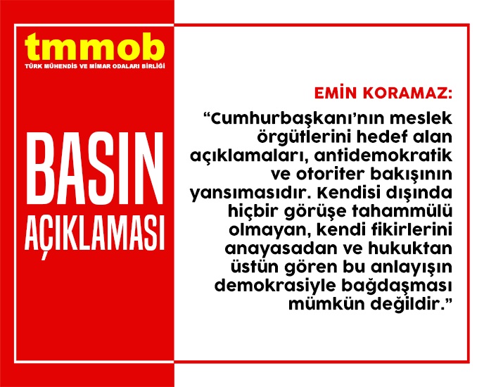 TMMOB BASIN AÇIKLAMASI: BİRLİĞİMİZİ VE DEMOKRASİYİ SAVUNACAĞIZ!