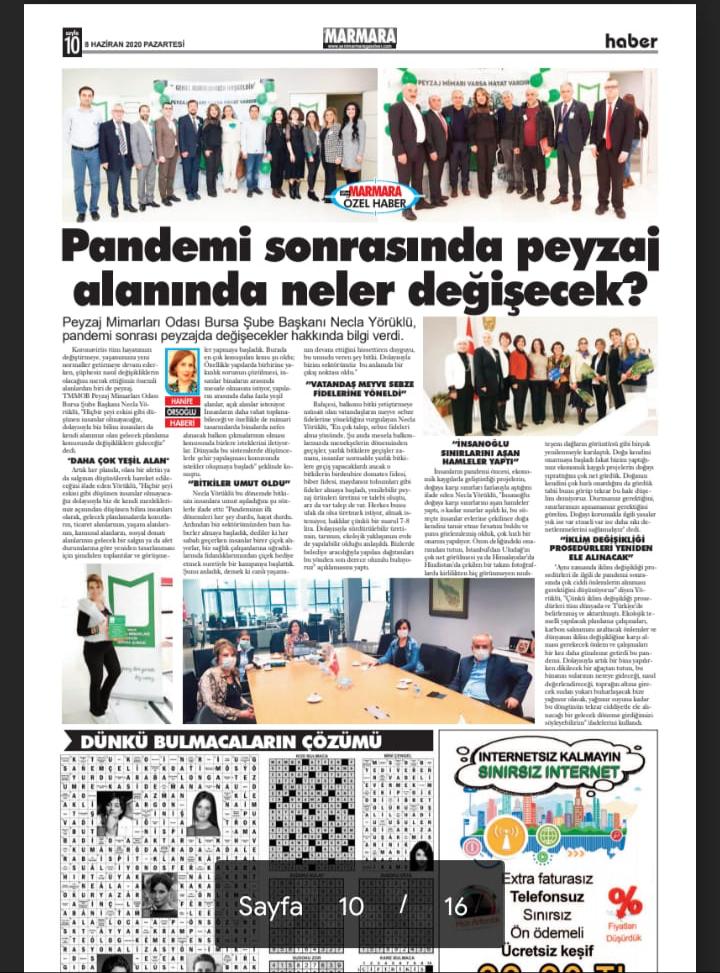 "PANDEMİ SONRASINDA PEYZAJ ALANINDA NELER DEĞİŞECEK?" BASINDA YER ALDI.