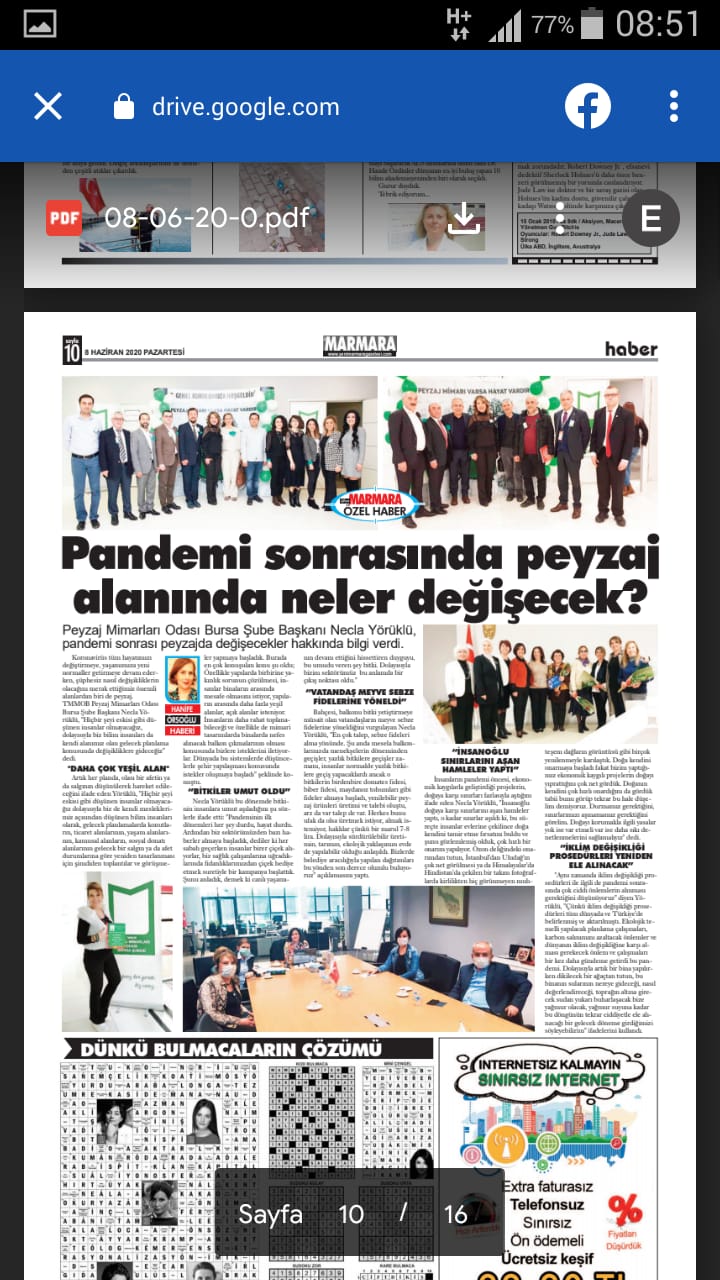 "PANDEMİ SONRASINDA PEYZAJ ALANINDA NELER DEĞİŞECEK?" BASINDA YER ALDI.