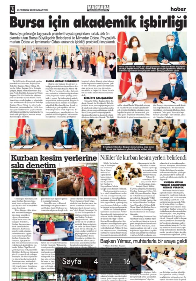 "BURSA BÜYÜKŞEHİR BELEDİYESİ İLE AKADEMİK İŞ BİRLİĞİ" BASINDA YER ALDI.