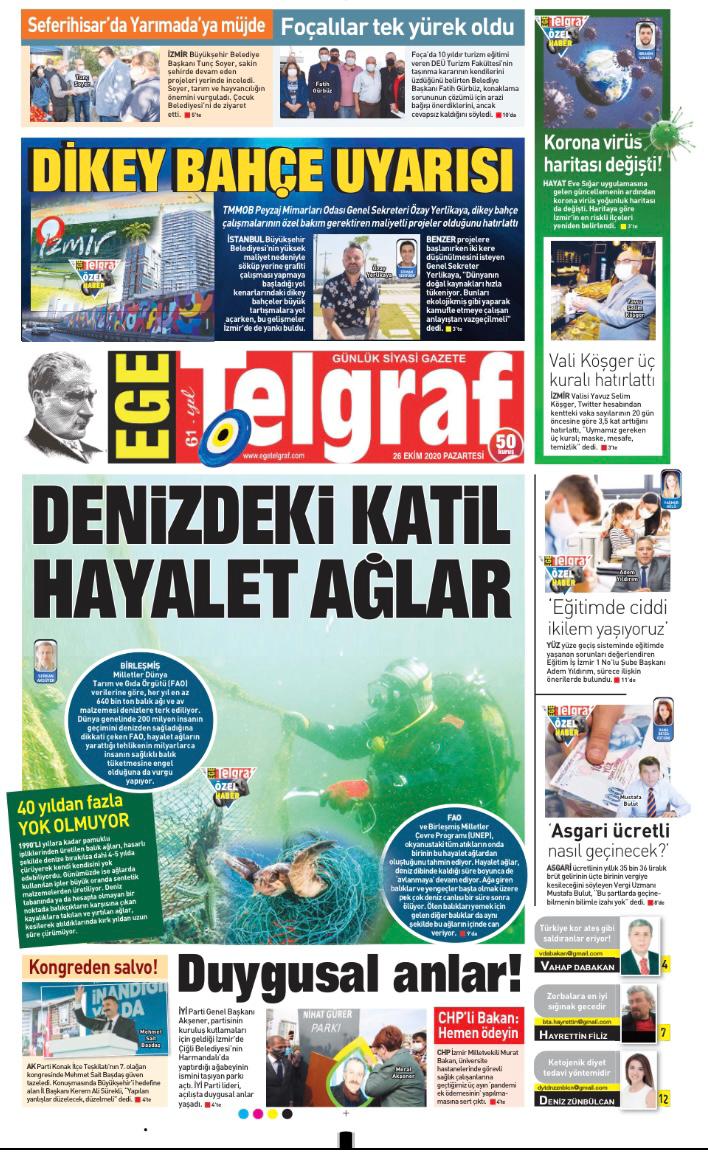 MİMARLAR DİKEY UYARISI YAPIYOR 26.10.2020 / EGE TELGRAF