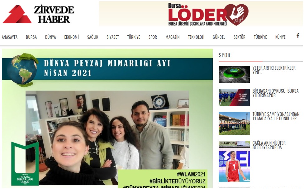 DÜNYA PEYZAJ MİMARLIĞI AYI 2021 (WLAM 2021) BASINDA YER ALDI.